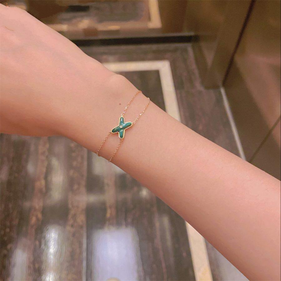 [LUXORA]JEUX BRACELET MALACHITE PINK GOLD 1 DIAMOND