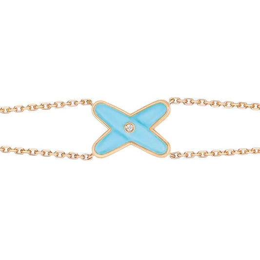 [LUXORA]JEUX BRACELET TURQUOISE PINK GOLD 1 DIAMOND
