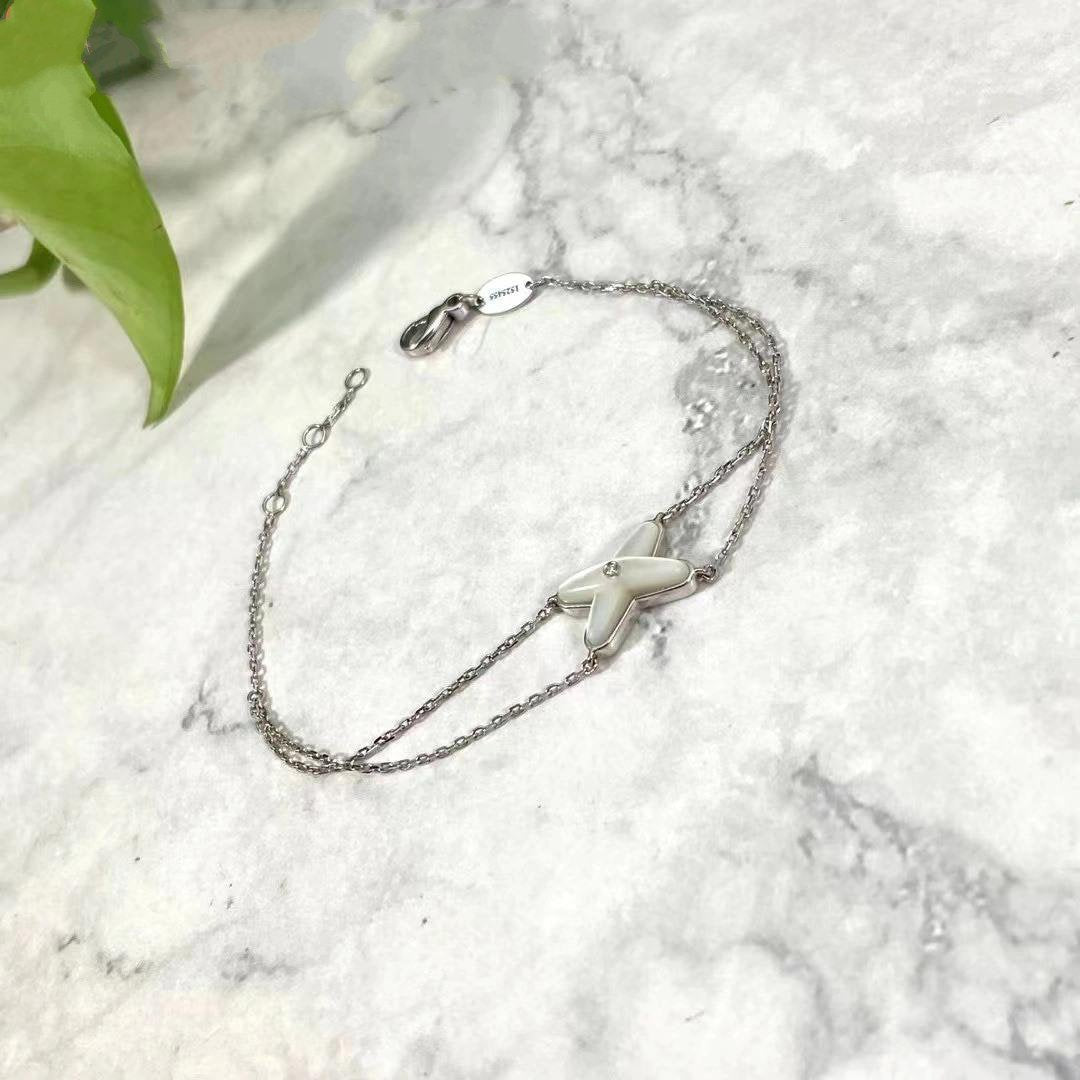 [LUXORA]JEUX BRACELET WHITE MOP SILVER 1 DIAMOND