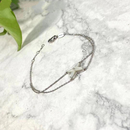 [LUXORA]JEUX BRACELET WHITE MOP SILVER 1 DIAMOND