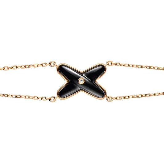 [LUXORA]JEUX BRACELET ONYX PINK GOLD 1 DIAMOND
