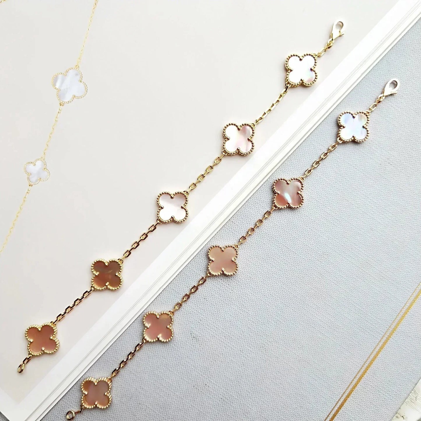 [LUXORA] CLOVER 5 MOTIFS  PINK MOP BRACELET COLLECTION