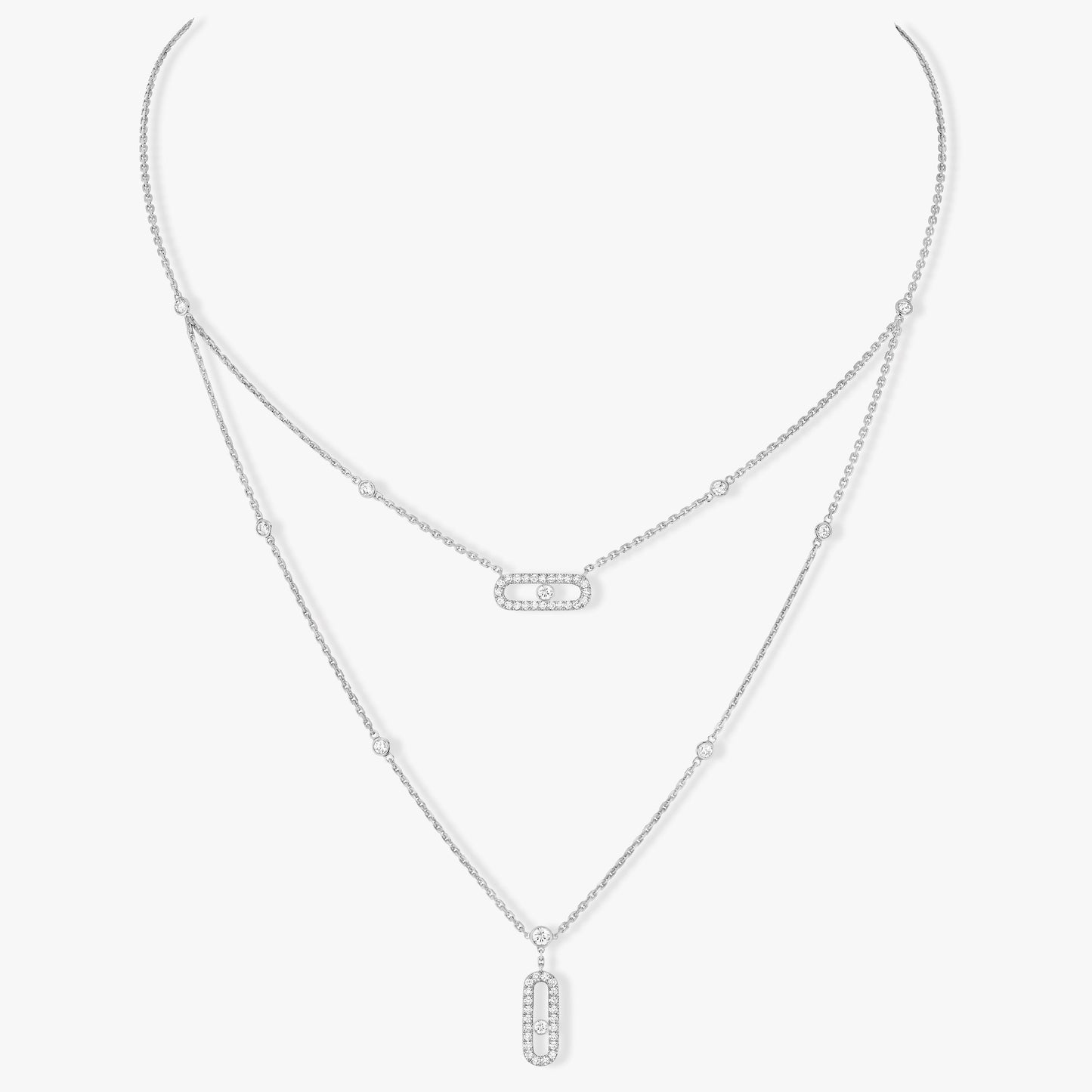 [LUXORA]MOVE 2 ROW DIAMOND NECKLACE