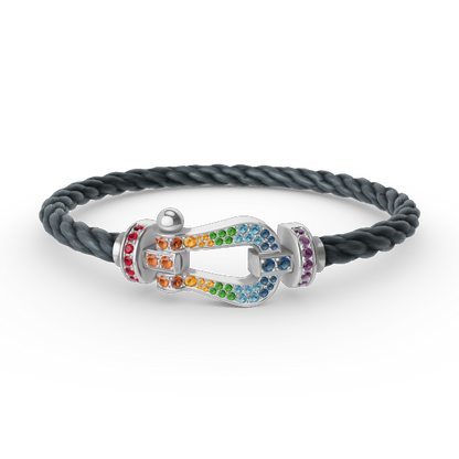 [LUXORA]FORC LARGE HORSESHOE  COLORED DIAMOND BRACELET SILVER