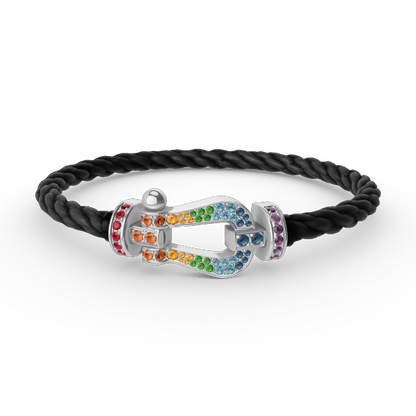[LUXORA]FORC LARGE HORSESHOE  COLORED DIAMOND BRACELET SILVER