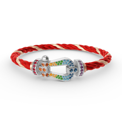 [LUXORA]FORC LARGE HORSESHOE  COLORED DIAMOND BRACELET SILVER