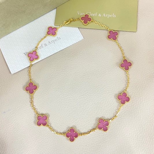 [⭐JeweliWhal]CLOVER 10 MOTIFS  NEW BUBBLE PINK ENAMEL