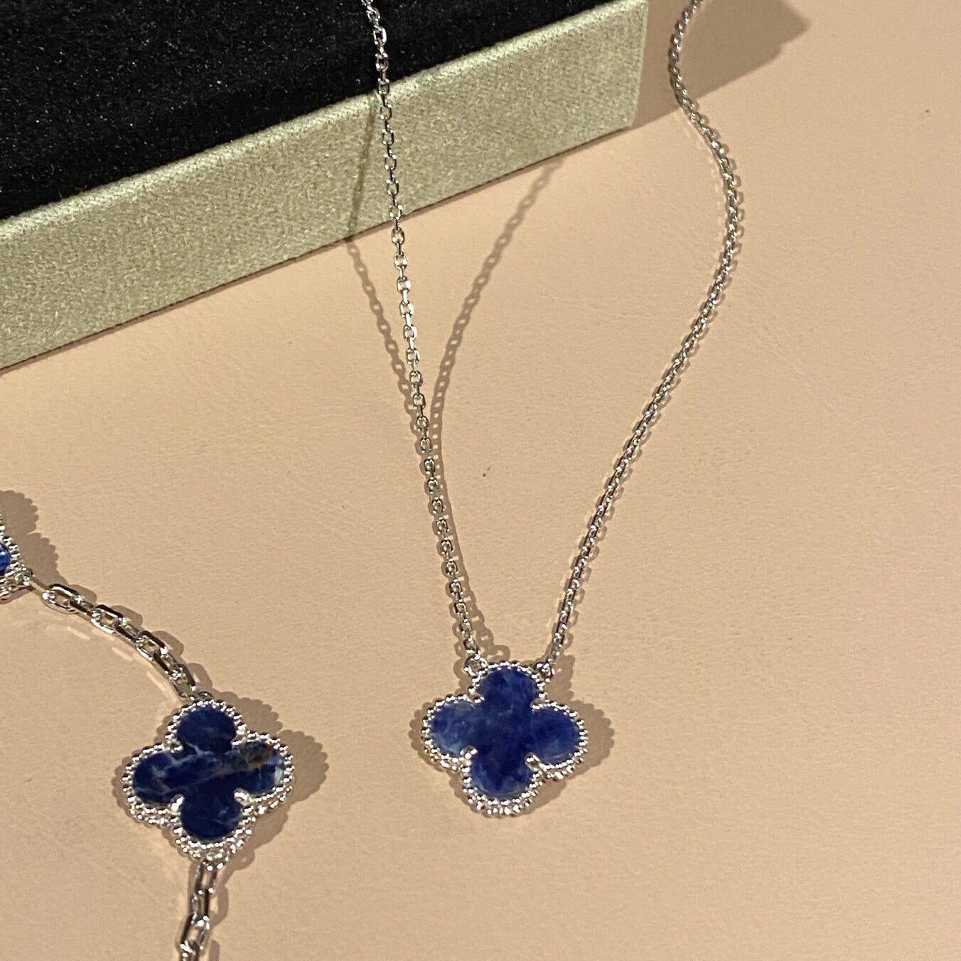 [LUXORA]CLOVER 15MM PIETERSITE NECKLACE SILVER