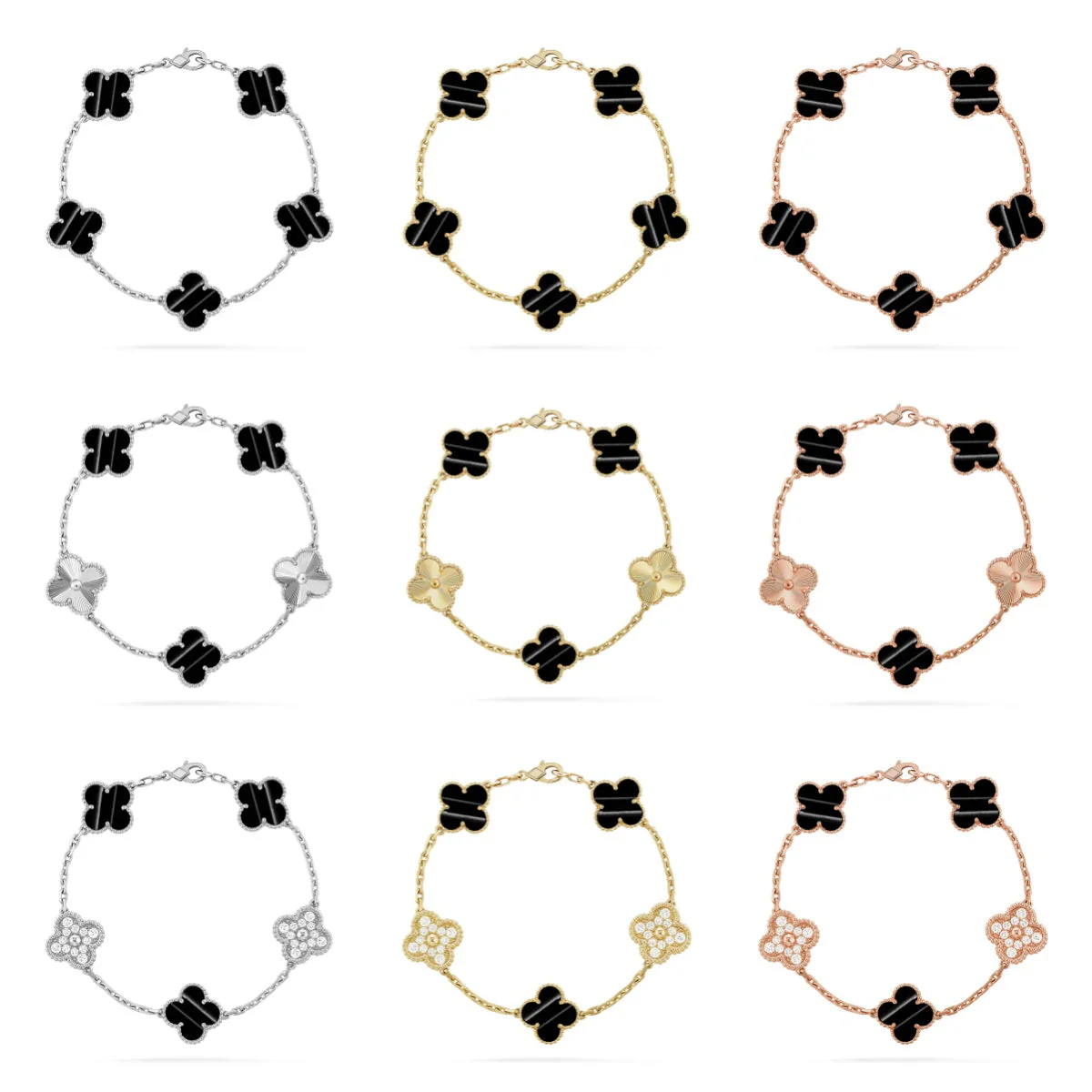 [LUXORA] CLOVER 5 MOTIF PULSAR STONE BRACELET COLLECTION