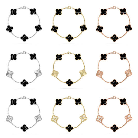 [LUXORA] CLOVER 5 MOTIF PULSAR STONE BRACELET COLLECTION