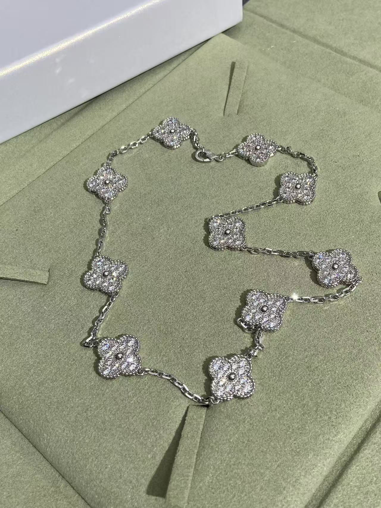 [LUXORA]CLOVER 10 MOTIFS  FULL DIAMOND NECKLACE