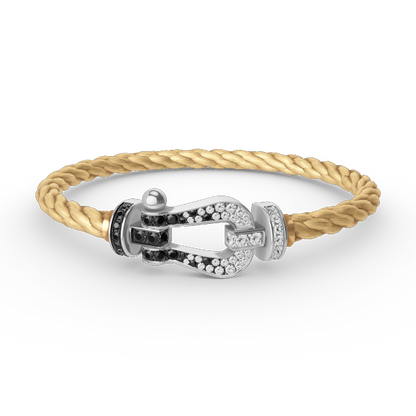 [LUXORA]FORCE LARGE HORSESHOE BLACK WHITE DIAMOND BRACELET SILVER