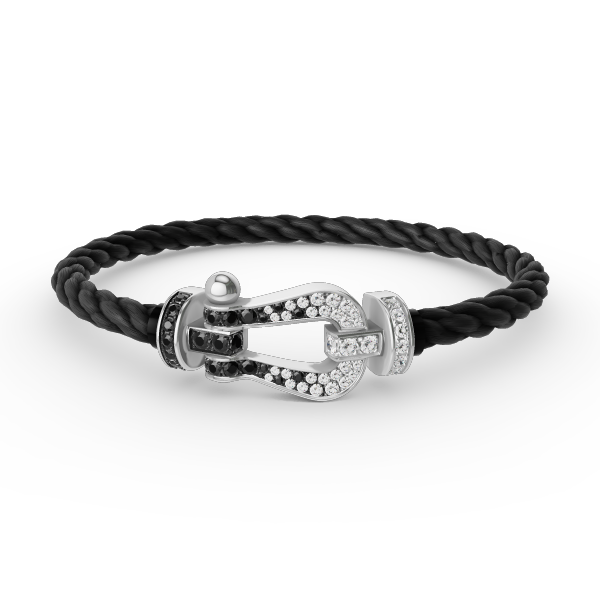 [LUXORA]FORCE LARGE HORSESHOE BLACK WHITE DIAMOND BRACELET SILVER