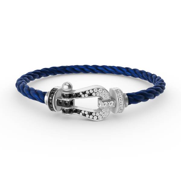 [LUXORA]FORCE LARGE HORSESHOE BLACK WHITE DIAMOND BRACELET SILVER