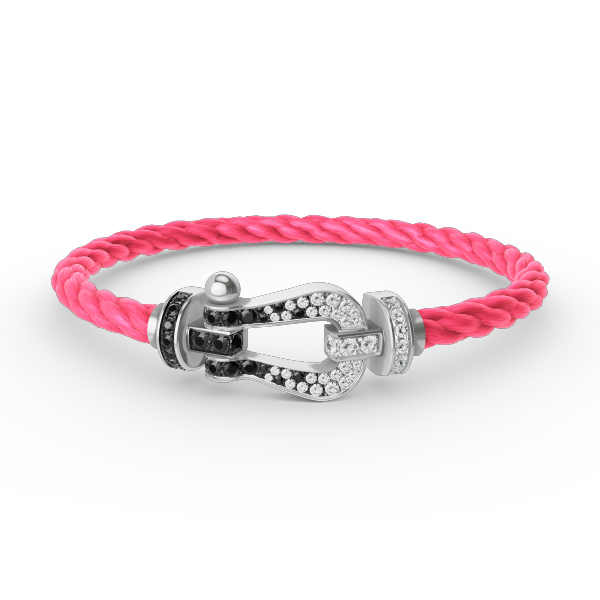 [LUXORA]FORCE LARGE HORSESHOE BLACK WHITE DIAMOND BRACELET SILVER