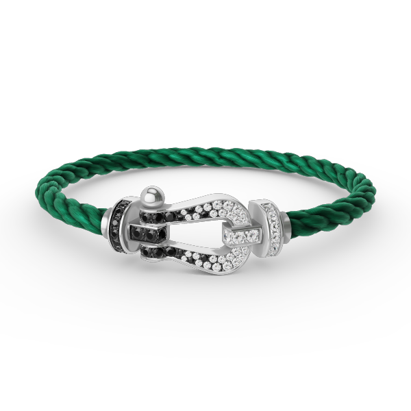 [LUXORA]FORCE LARGE HORSESHOE BLACK WHITE DIAMOND BRACELET SILVER