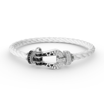 [LUXORA]FORCE LARGE HORSESHOE BLACK WHITE DIAMOND BRACELET SILVER