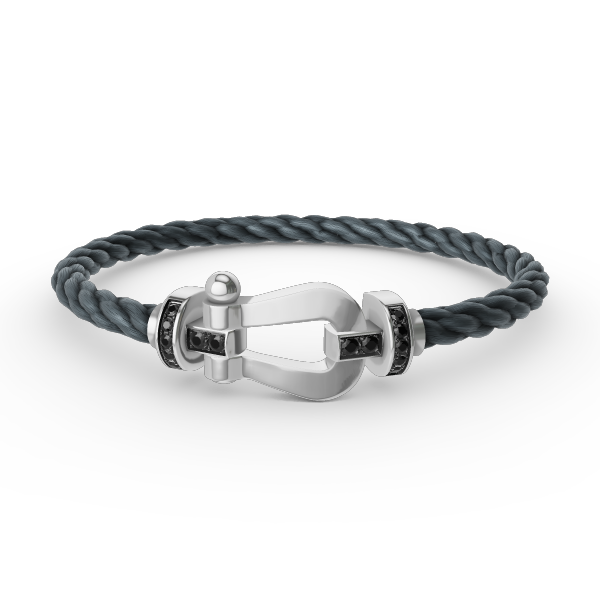 [LUXORA]FORCE LARGE HORSESHOE BLACK DIAMOND BRACELET SILVER