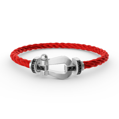[LUXORA]FORCE LARGE HORSESHOE BLACK DIAMOND BRACELET SILVER