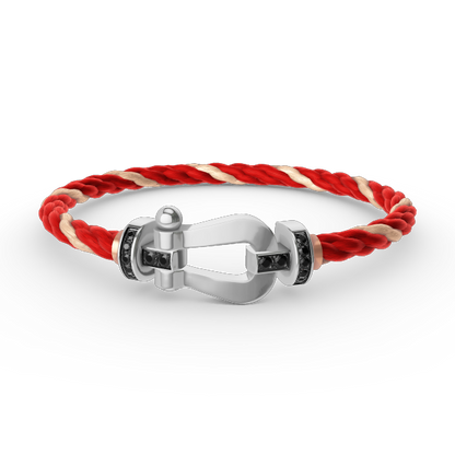 [LUXORA]FORCE LARGE HORSESHOE BLACK DIAMOND BRACELET SILVER