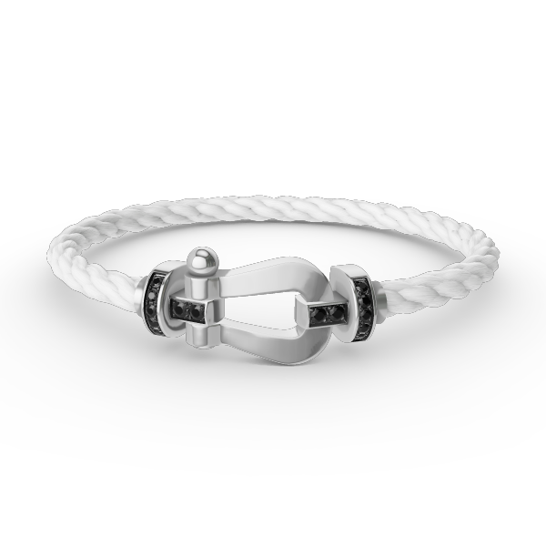 [LUXORA]FORCE LARGE HORSESHOE BLACK DIAMOND BRACELET SILVER