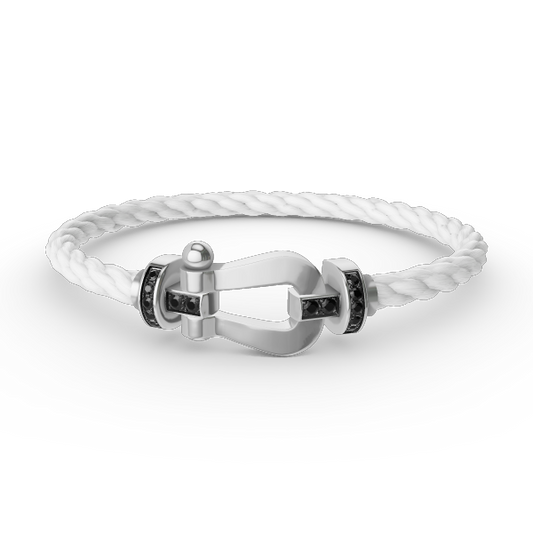 [LUXORA]FORCE LARGE HORSESHOE BLACK DIAMOND BRACELET SILVER