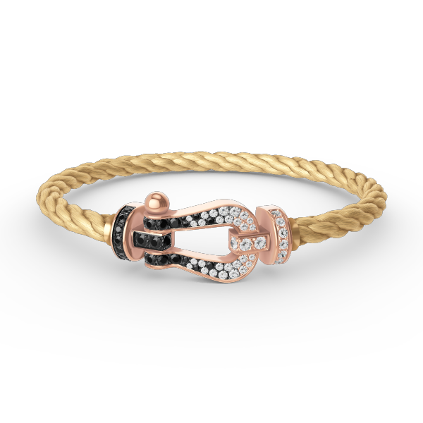 [LUXORA]FORCE LARGE HORSESHOE BLACK WHITE DIAMOND BRACELET ROSE GOLD