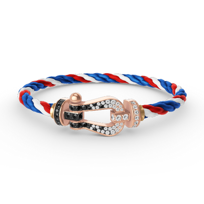[LUXORA]FORCE LARGE HORSESHOE BLACK WHITE DIAMOND BRACELET ROSE GOLD