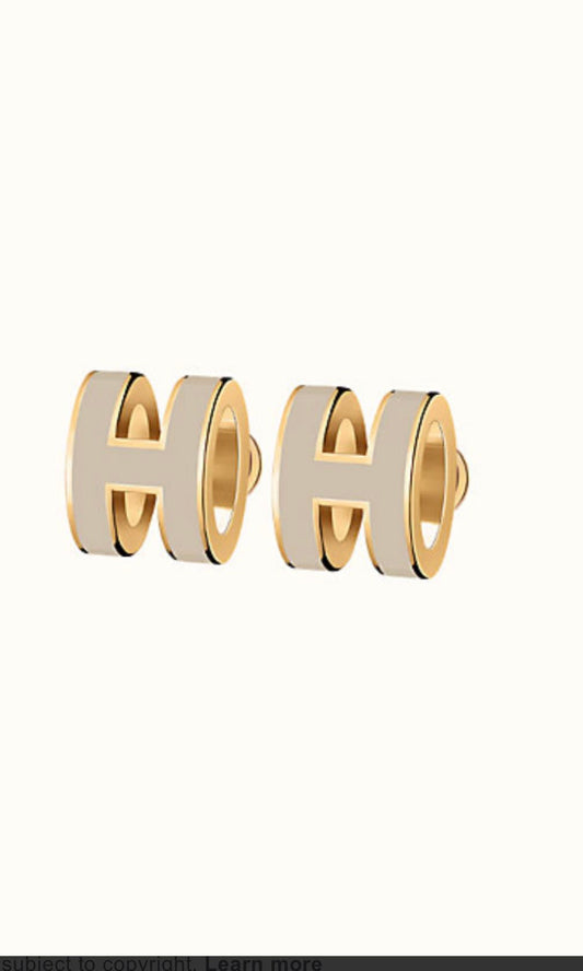 [LUXORA]MINI POP H GOLD EARRINGS GREY