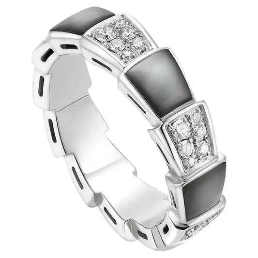 [LUXORA]SERPENTI RING SILVER DIAMOND BLACK MOP 4MM
