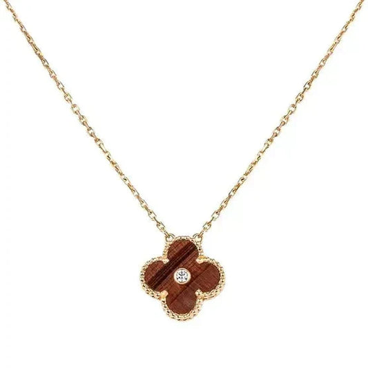 [LUXORA]CLOVER 15MM DIAMANT UND GELBES TIGERAUGE ACHAT Halskette