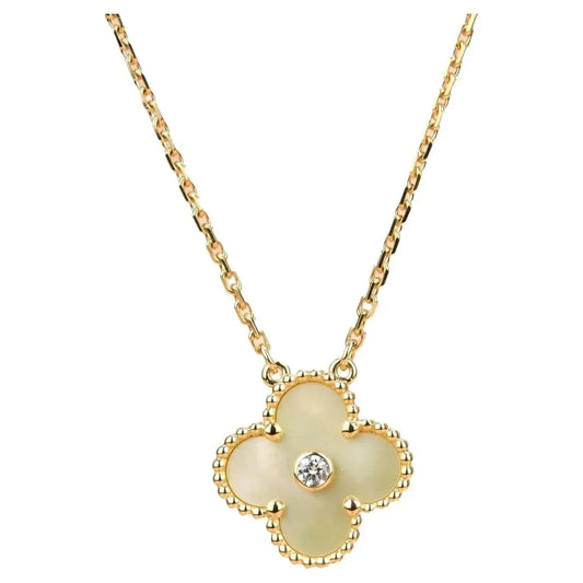 [LUXORA]CLOVER 15MM DIAMANT GOLD PERLMUTT HALSKETTE