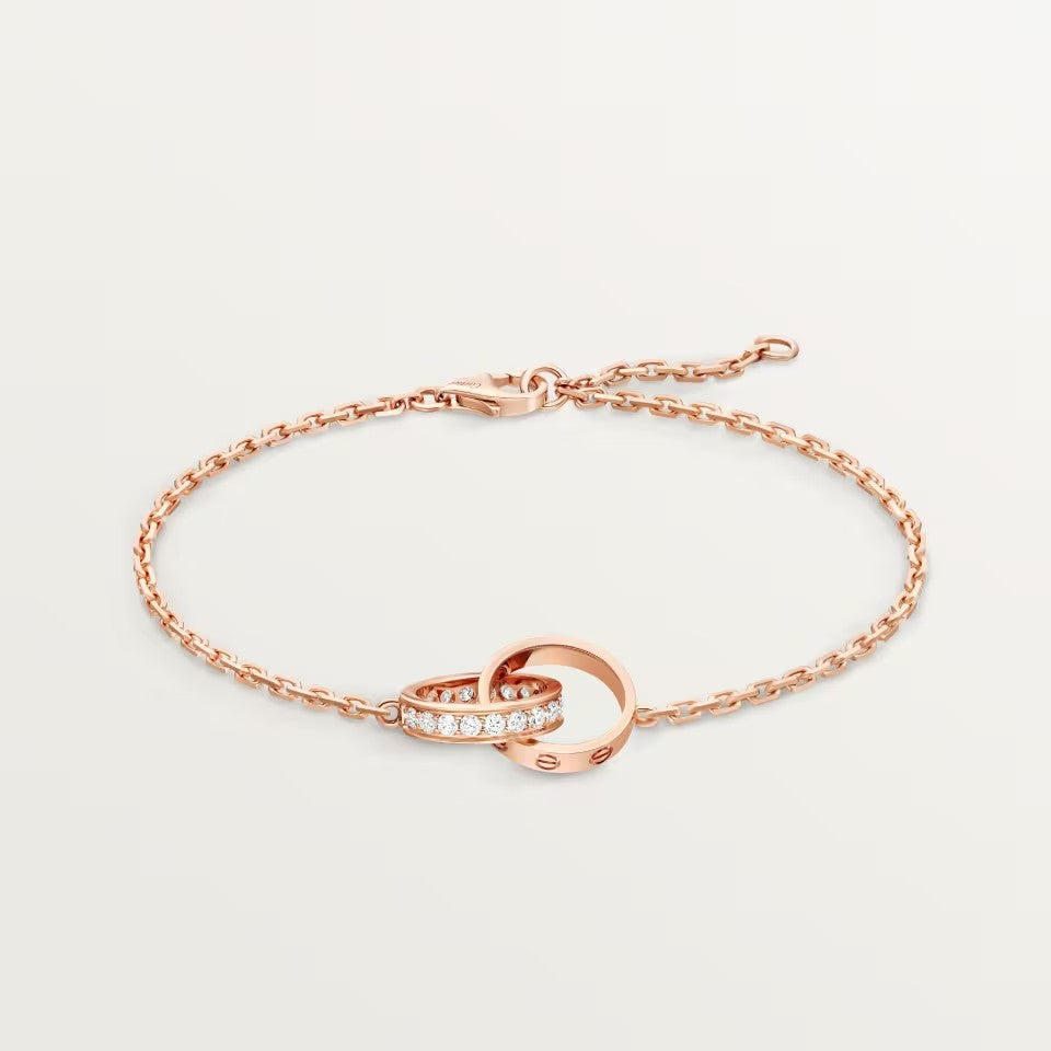 [⭐JeweliWhal]LOVE DOUBLE RING HALF DIAMOND BRACELET