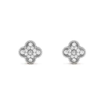 [LUXORA]CLOVER 1 MOTIFS DIAMOND STUD EARRINGS SILVER