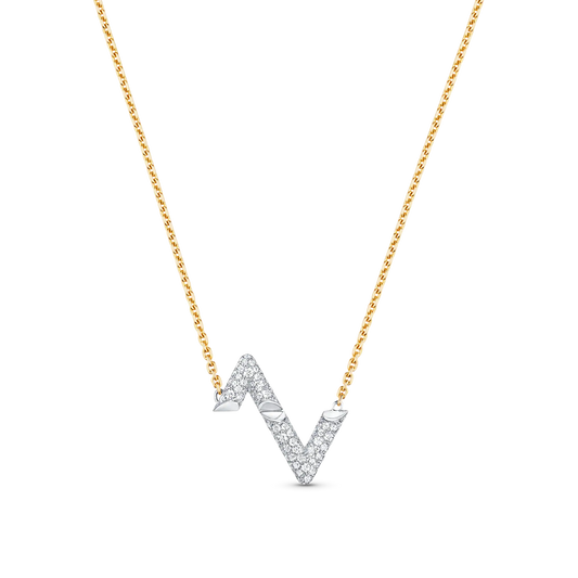 [LUXORA]VOLT SILVER DIAMOND PEDANT NECKLACE