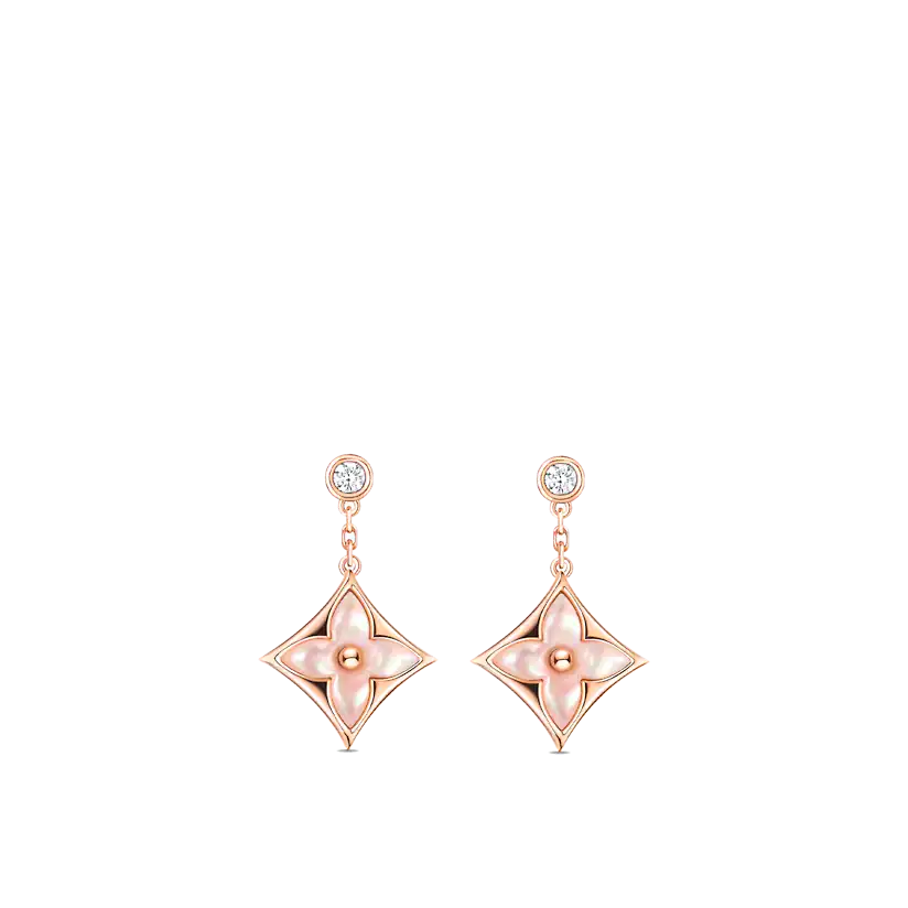 [LUXORA]DOUBLE STAR PINK GOLD MOP DROP EARRINGS