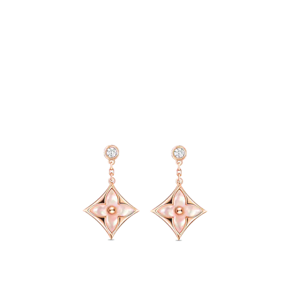 [LUXORA]DOUBLE STAR PINK GOLD MOP DROP EARRINGS