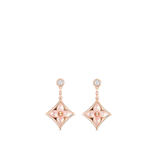 [LUXORA]DOUBLE STAR PINK GOLD MOP DROP EARRINGS