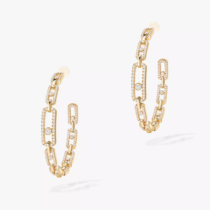 [[LUXORA]Move Link Diamond Hoop Earrings