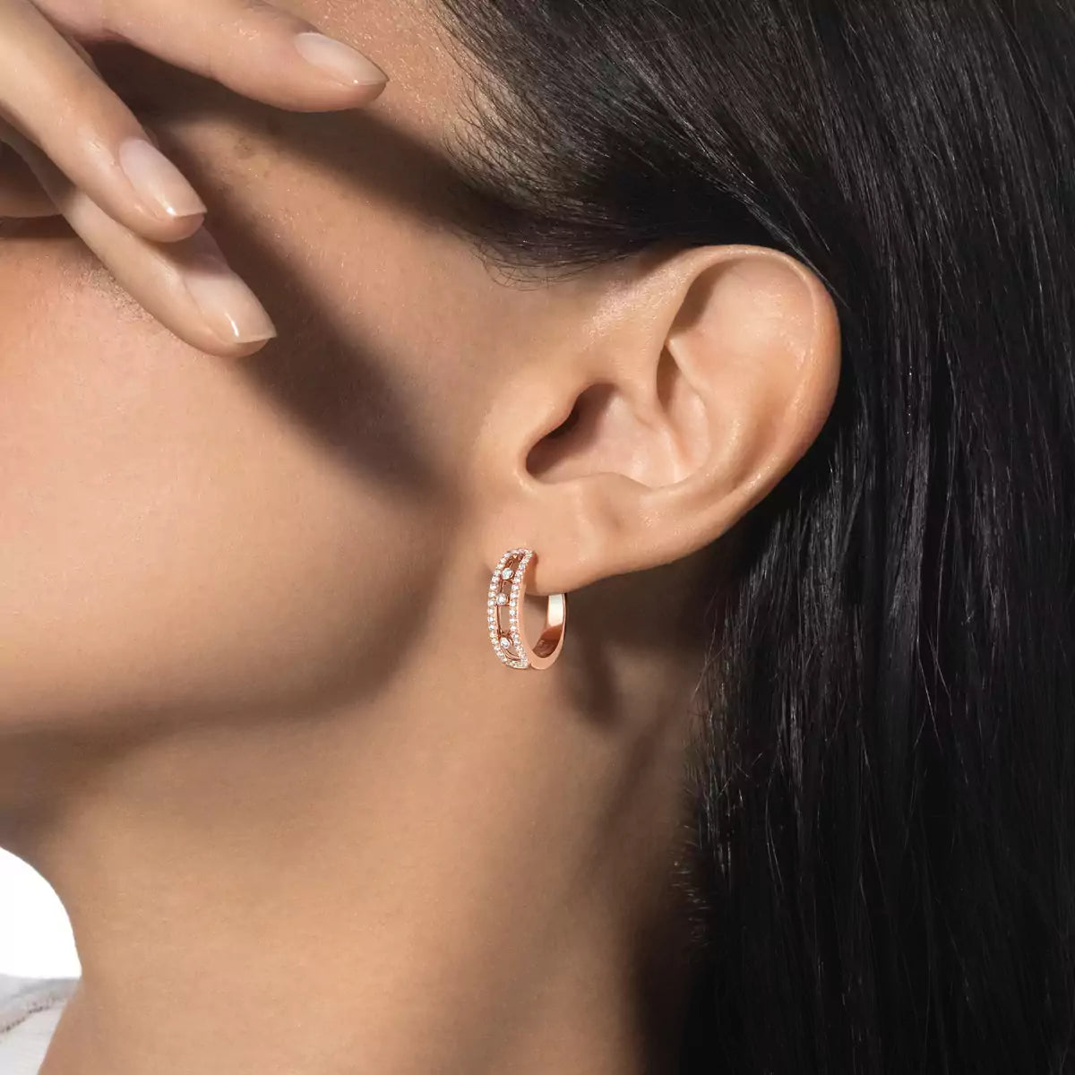 [LUXORA]Diamond Pave_ Hoop Earrings Move