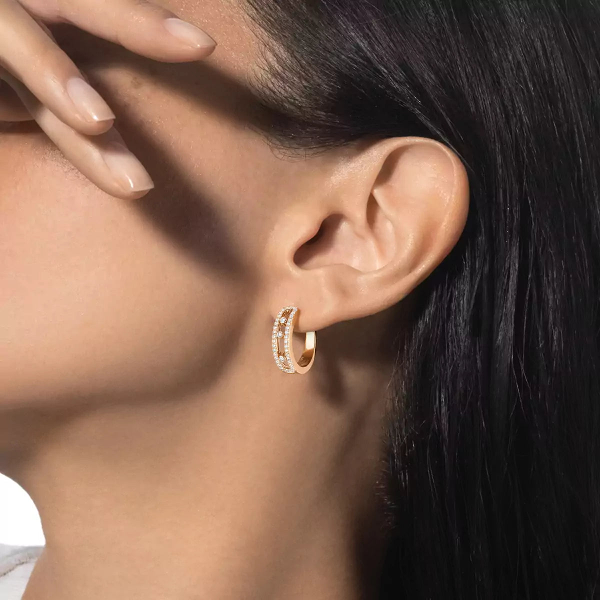 [LUXORA]Diamond Pave_ Hoop Earrings Move