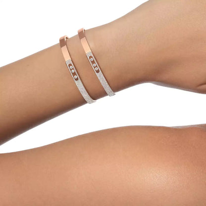 [LUXORA]Move Noa Rose Gold Pavé Diamond Bangle Bracelet