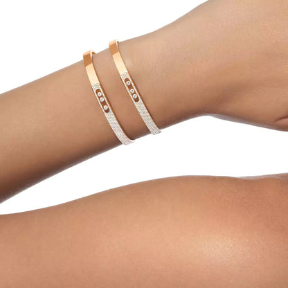 [LUXORA]Move Noa Rose Gold Pavé Diamond Bangle Bracelet