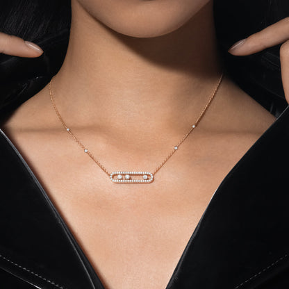 [LUXORA] Move Pave_ Rose Gold Diamond Necklace