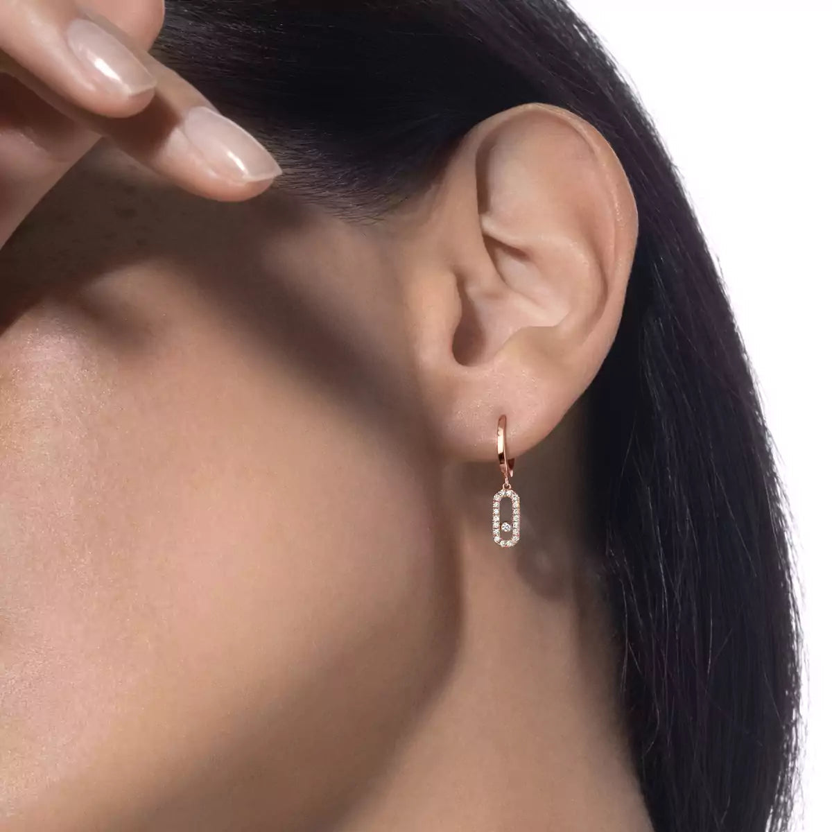 [LUXORA]Move Uno Single Diamond Hoop Earring
