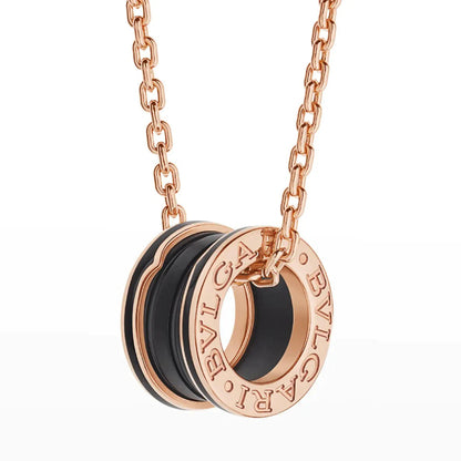 [LUXORA]ZERO 1 BLACK CERAMIC PINK GOLD NECKLACE