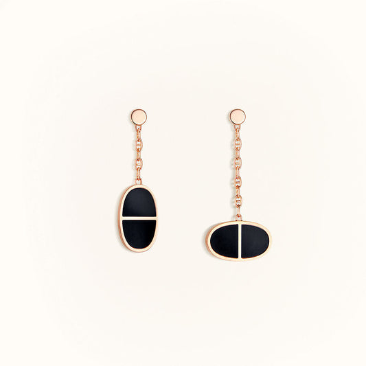[LUXORA]CHAINE VERSO BLACK CERAMIC EARRINGS