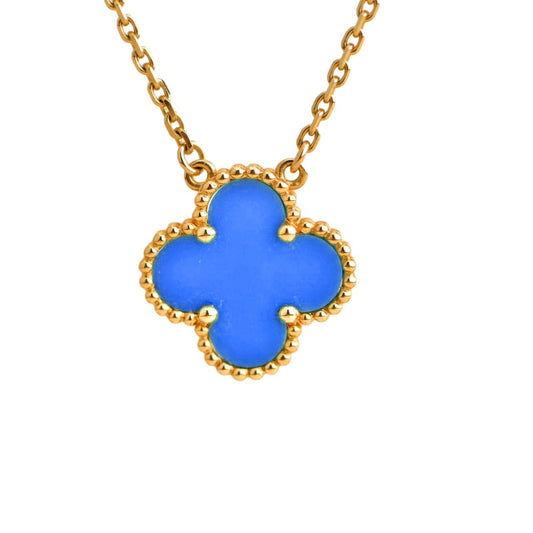 [LUXORA]CLOVER 15MM BLAUER ACHAT HALSKETTE