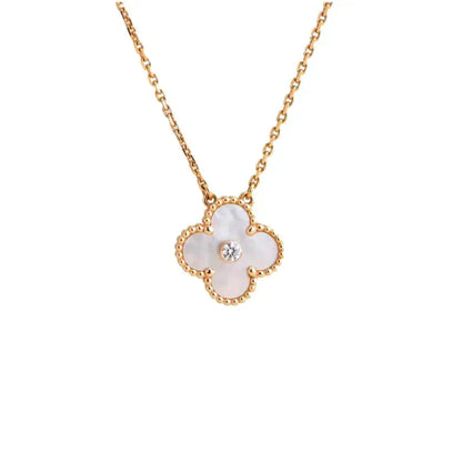 [LUXORA]CLOVER 15MM DIAMOND WHITE FRITILLARIA NECKLACE