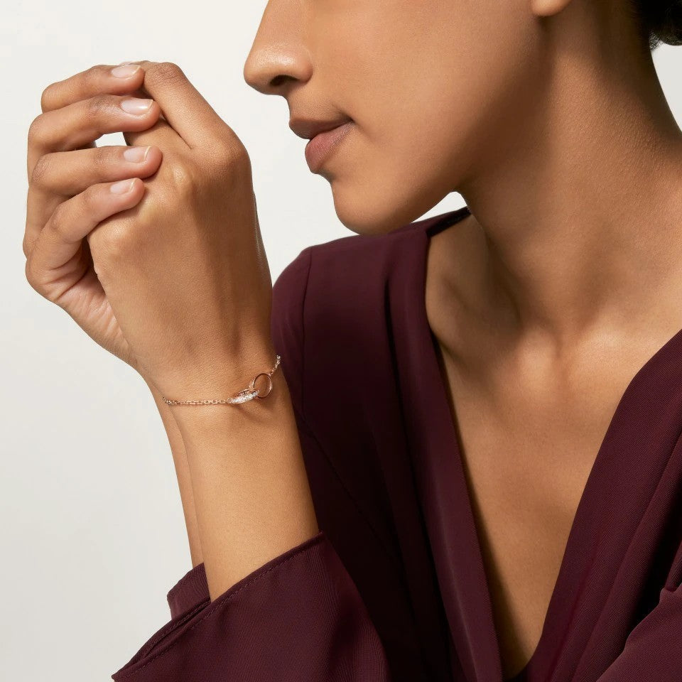 [⭐JeweliWhal]LOVE DOUBLE RING HALF DIAMOND BRACELET